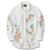 Shirt, Ls Floral Linen Cotton,White