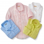 Shirt, Ls Linen Beach; Lt Blu,Lime,Pink,White